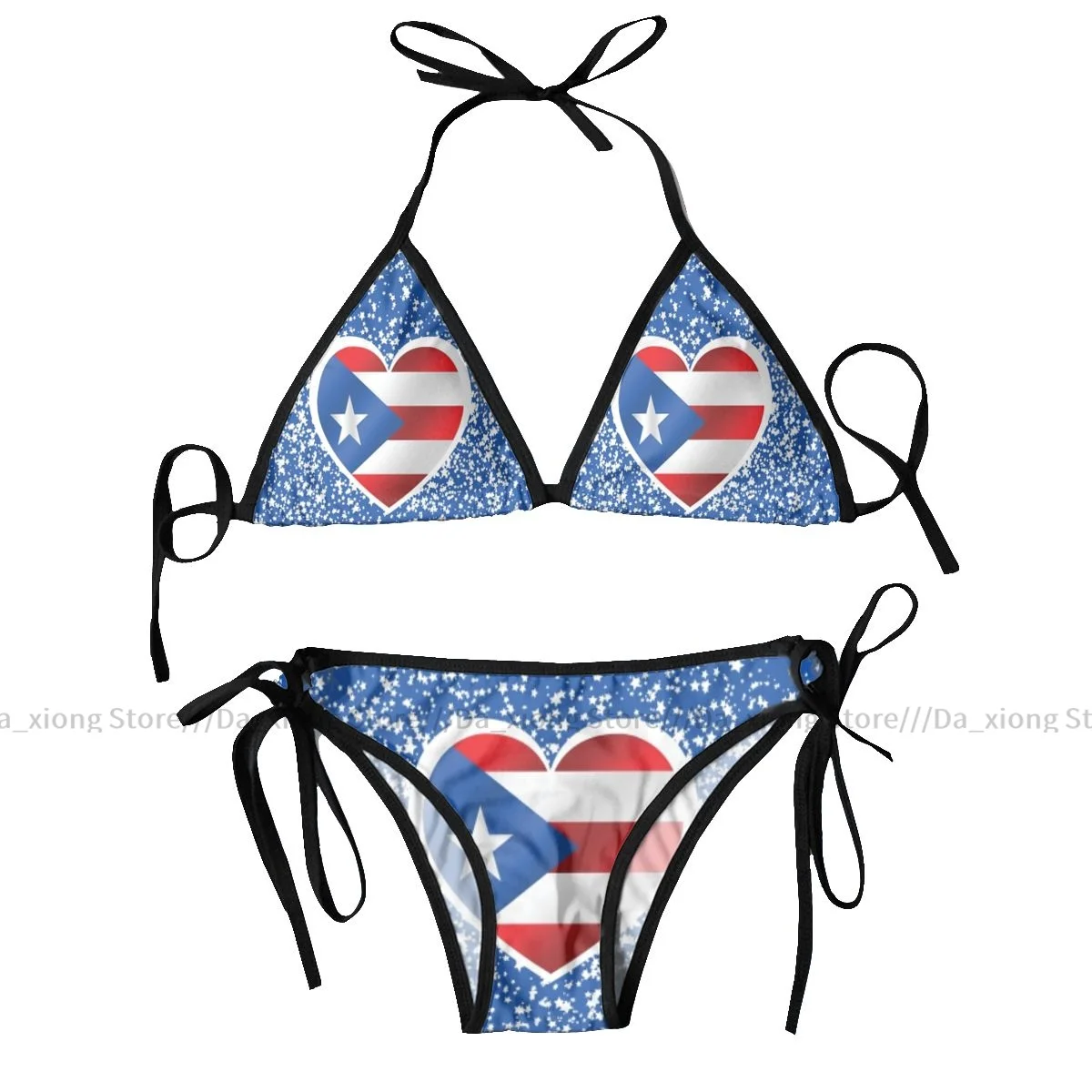 Sexy Tanga Bikini Mujer Bade bekleidung Frauen Puerto Rico Herz Flagge drucken Sommer Beach wear