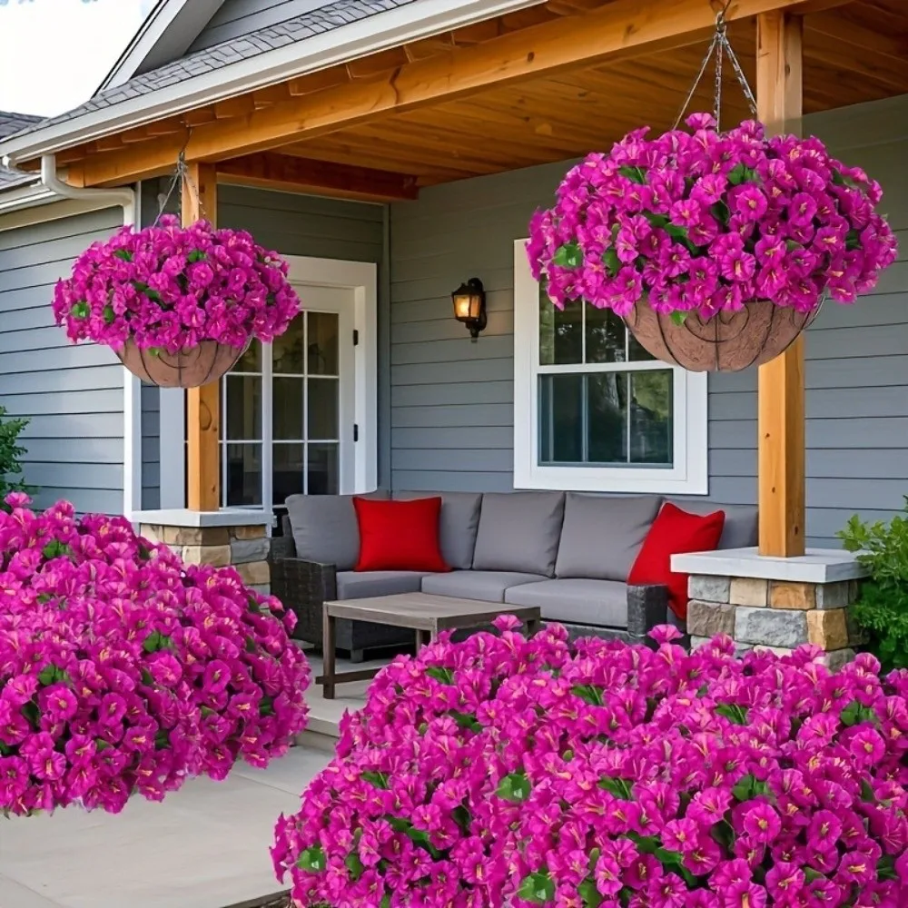 

Plastic Artificial Morning Glory Flowers UV Resistant Vibrant Colors Simulation Silk Flower Lifelike Real Touch