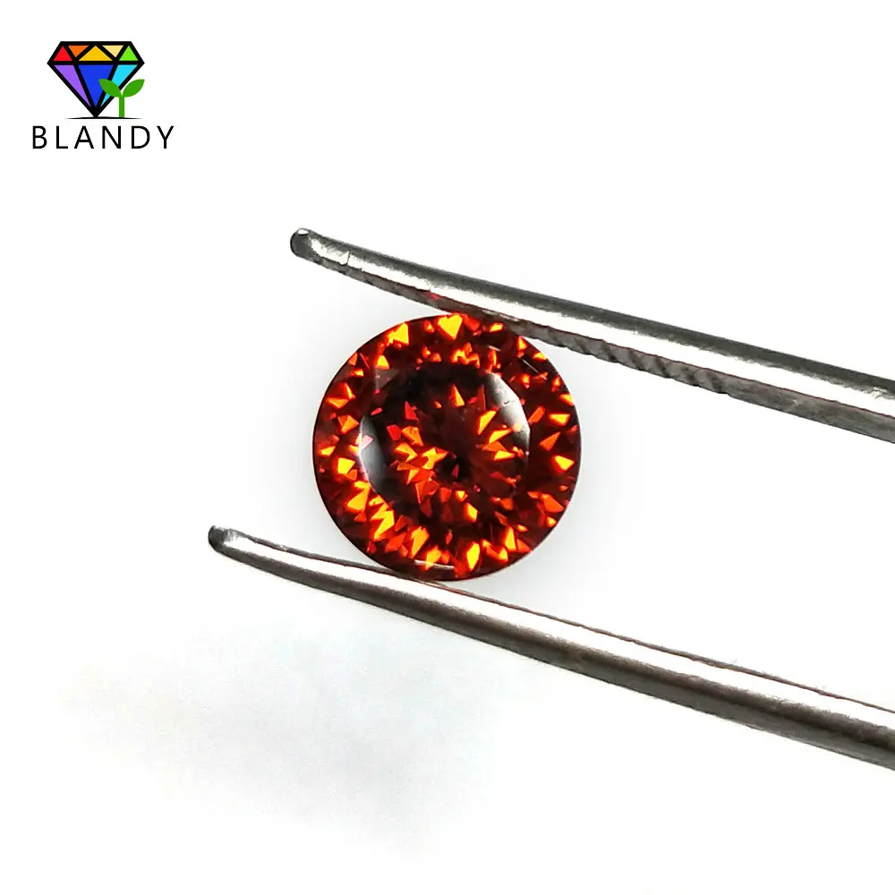 

6.5mm and 8mm Round Firework Cut Loose Orange Color CZ Stone Shinning Red Cubic Zirconia Synthetic Gems For DIY Jewelry