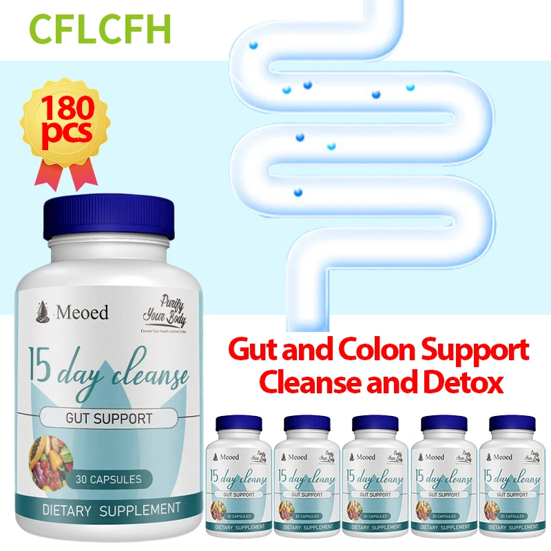 Gut And Colon Support 15 Day Cleanse Detox Capsules Weight Management Constipation Relief Bloating Abdominal Pain Digestion Pill