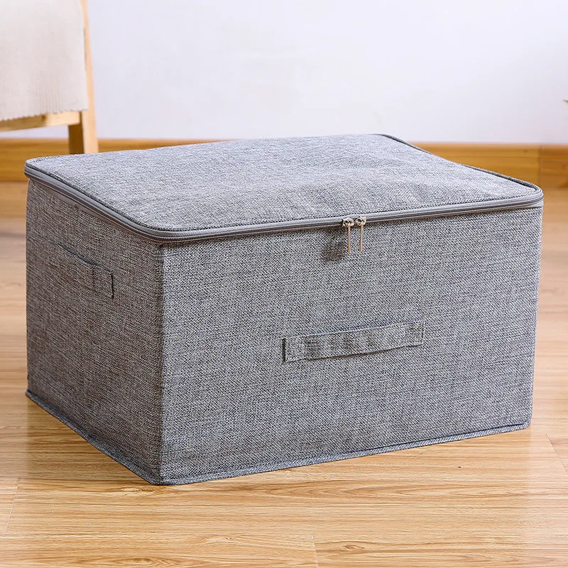 Cotton linen zipper storage organizer Collapsible fabric covered storage box Packing sealing clothes moisture-proof storage box