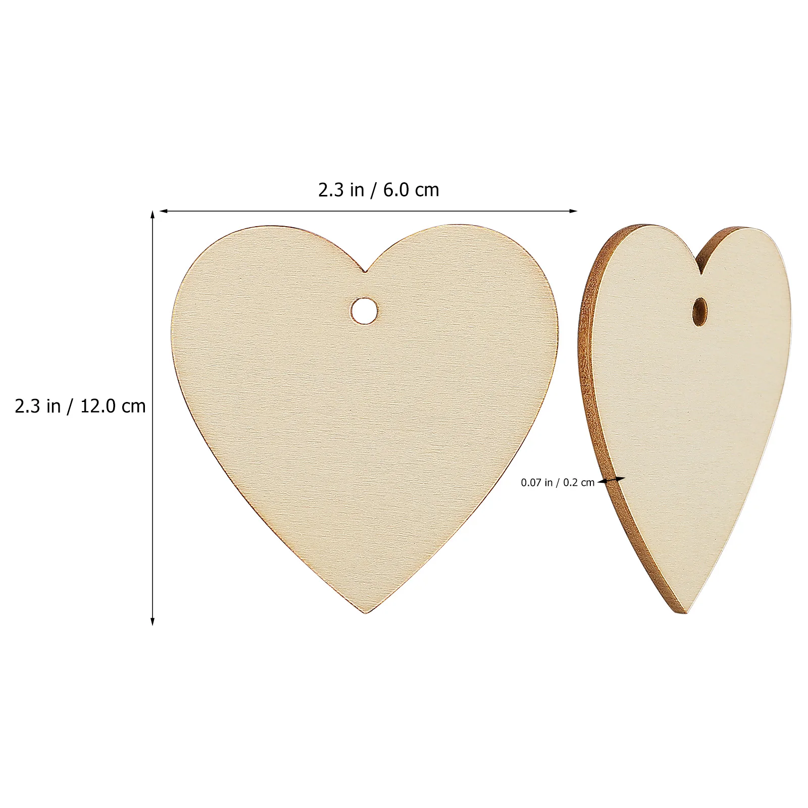 

50pcs Heart Shape Wooden Ornaments Unfinished Craft Blanks DIY Hand Painting Home Decor Wedding Pendants Wood Cutouts Sewing