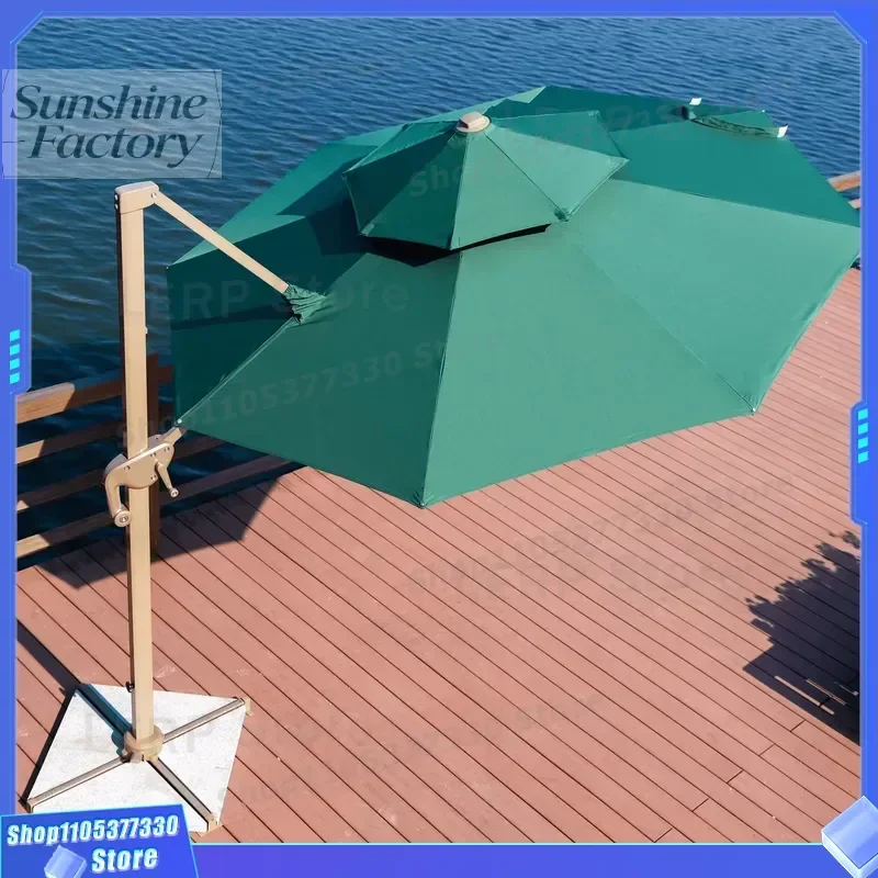 Outdoor Restaurant Waterproof Garden Beach Patio Sun Canvas Parasol Iron Umbrella