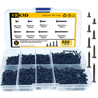 M2 black Flat Head Cross Carbon Steel Self-Tapping Screw 800Pcs, Suitable For Home Improvement, DIY Engineering, Electronic Prod