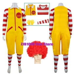 M Uncle Clown Cosplay Anime Parent-Child Costume Jumpsuits Fastfood Yellow Clown Clothing for Kids Halloween Christmas Cosplay