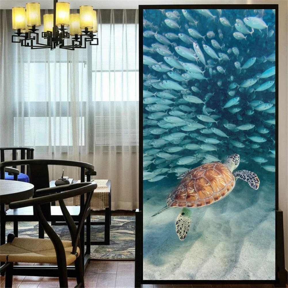 No Glue Static Cling Privacy Windows Film Marine Turtle Decorative  Cheetah Stained  Glass Window Stickers  Window Tint 59