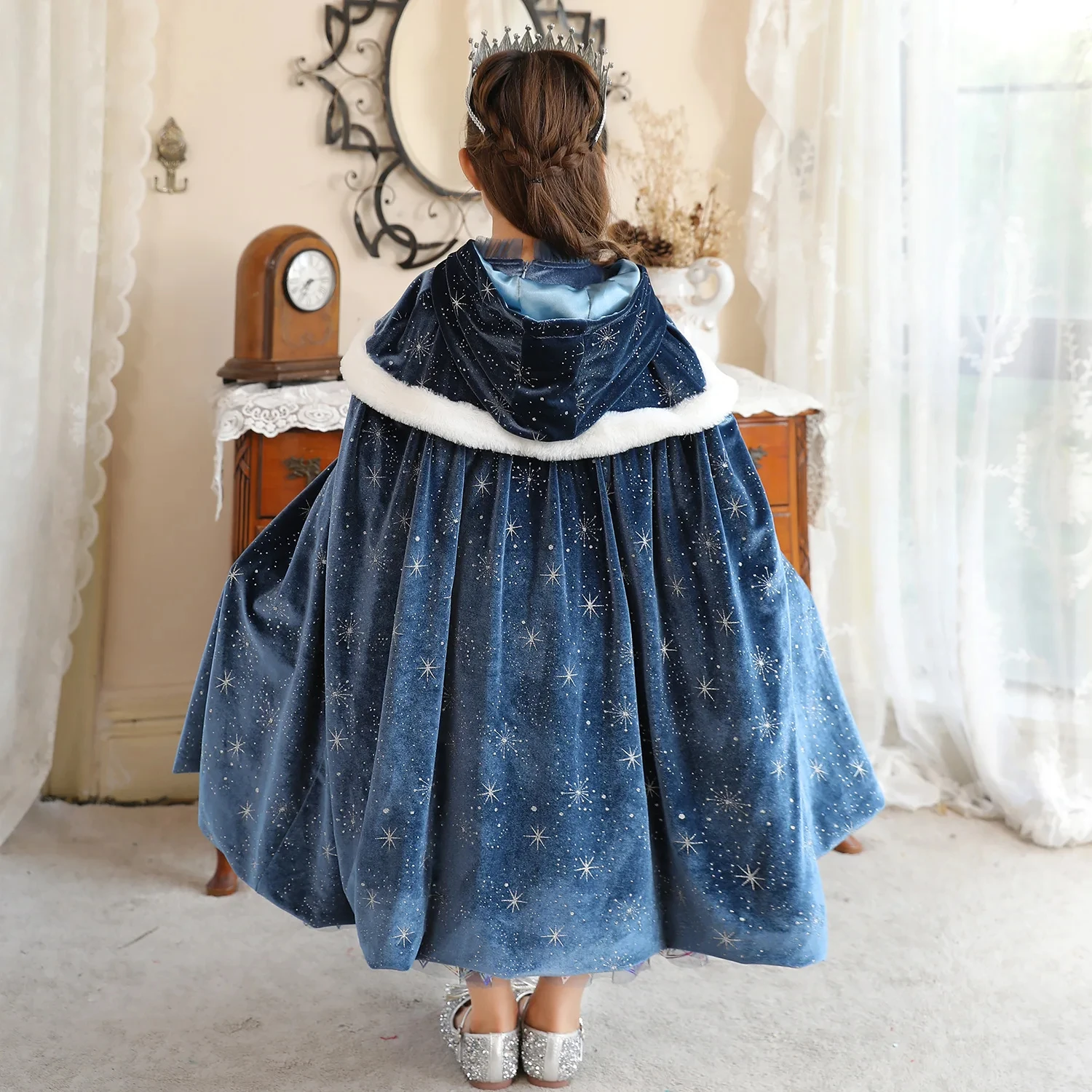 Snow Queen Girls Dress Fancy Vestidos Birthday Carnival Fancy Party Disguise Princess Elsa Performance Dresses