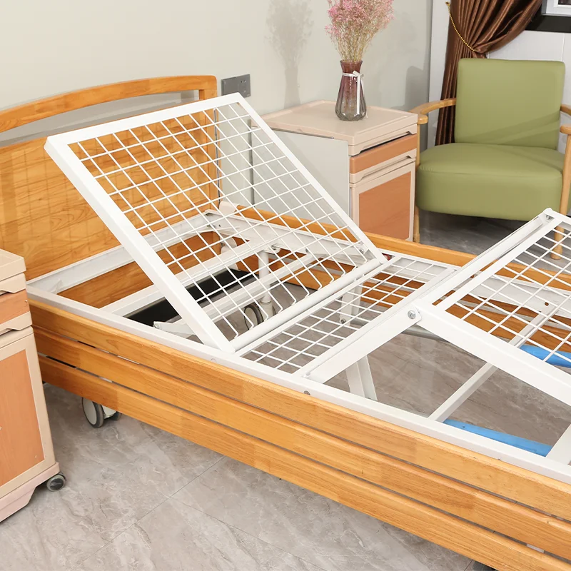 منتجات العناية بالمسنين، مسند ظهر يدوي قابل للتعديل، سرير طبي خشبي مستعمل مع مرحاض #6