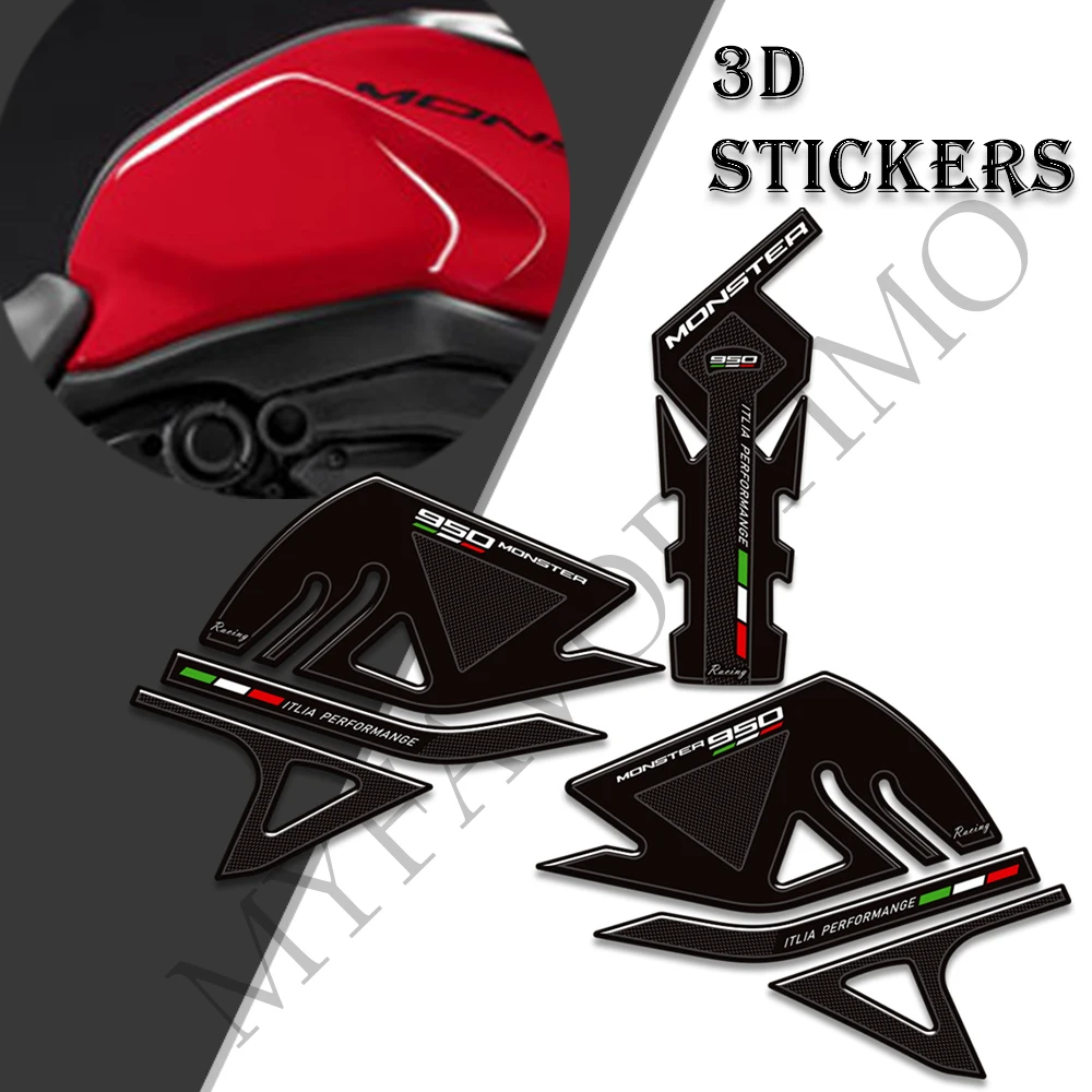 For Ducati Monster 950 3D Motorcycle Oil Fuel Side Tank Pad Protection Decals Emblem Stickers