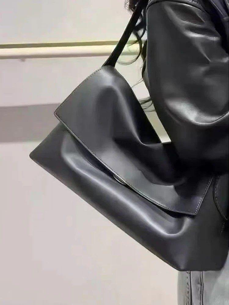 Luxury Brand Genuine Leather Women Shoulder Bags Top Quality Cowhide Leather Underarm Bags Fashion Solid Hobo Flap Chelsea Bags image 3