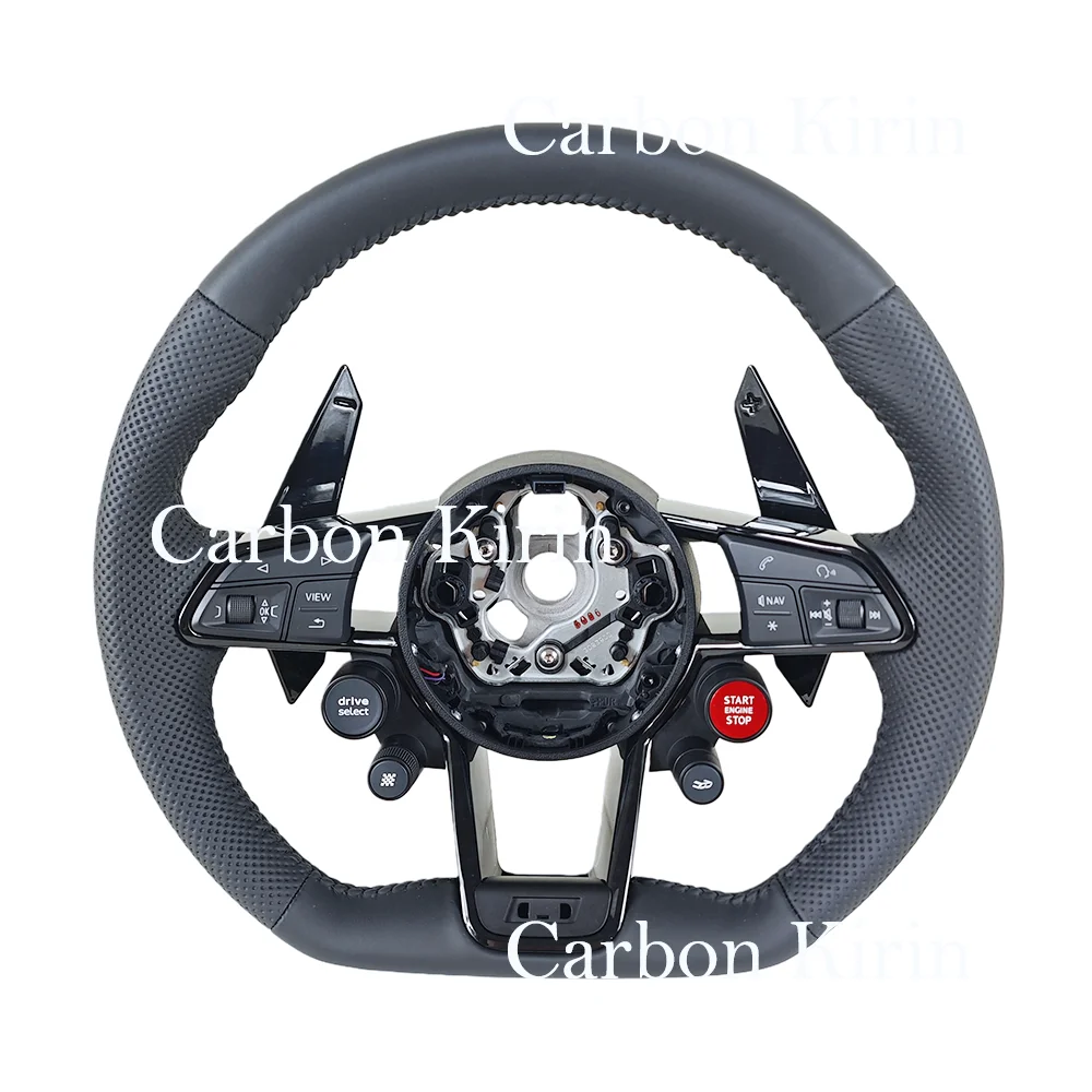 Leather Steering Wheel Upgrade Fit for Audi R8 TT TTs Steering Wheel  one click start Track mode switching