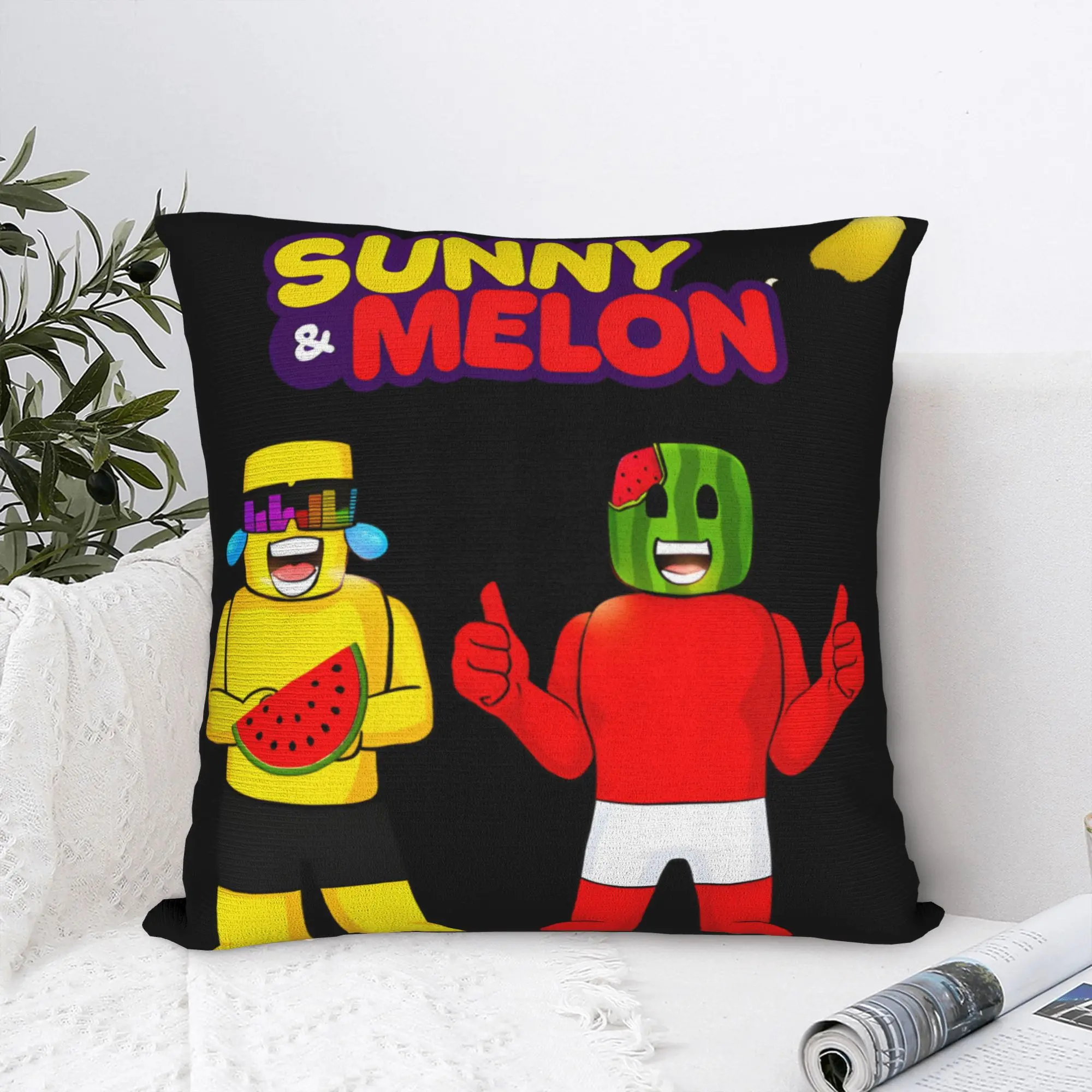 Pillow Cover Sunny And Melon Thumbs Up Full Body Cartoon Art  Cute Funny Pillow Case For Sofa Home Decoration Pillowcases