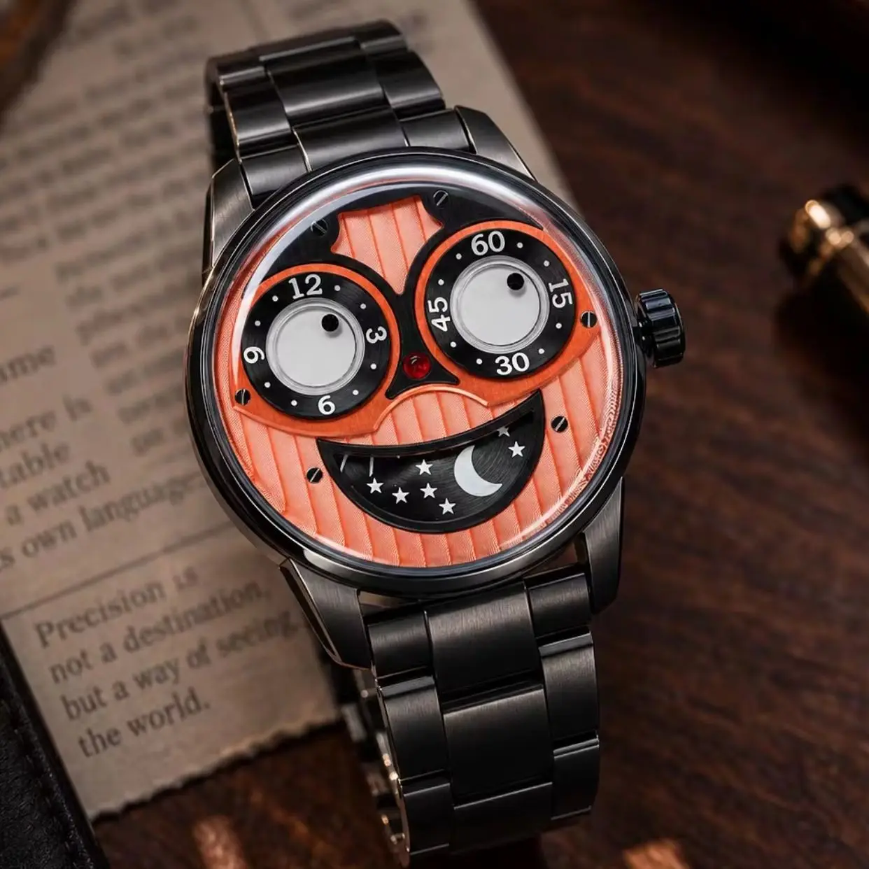 OBLVLO Men Automatic Watch 42mm Mechanical Wristwatch Luminous Joker Dial 50M Waterproof Sapphire Mirror Sun-Moon Miyota Mov