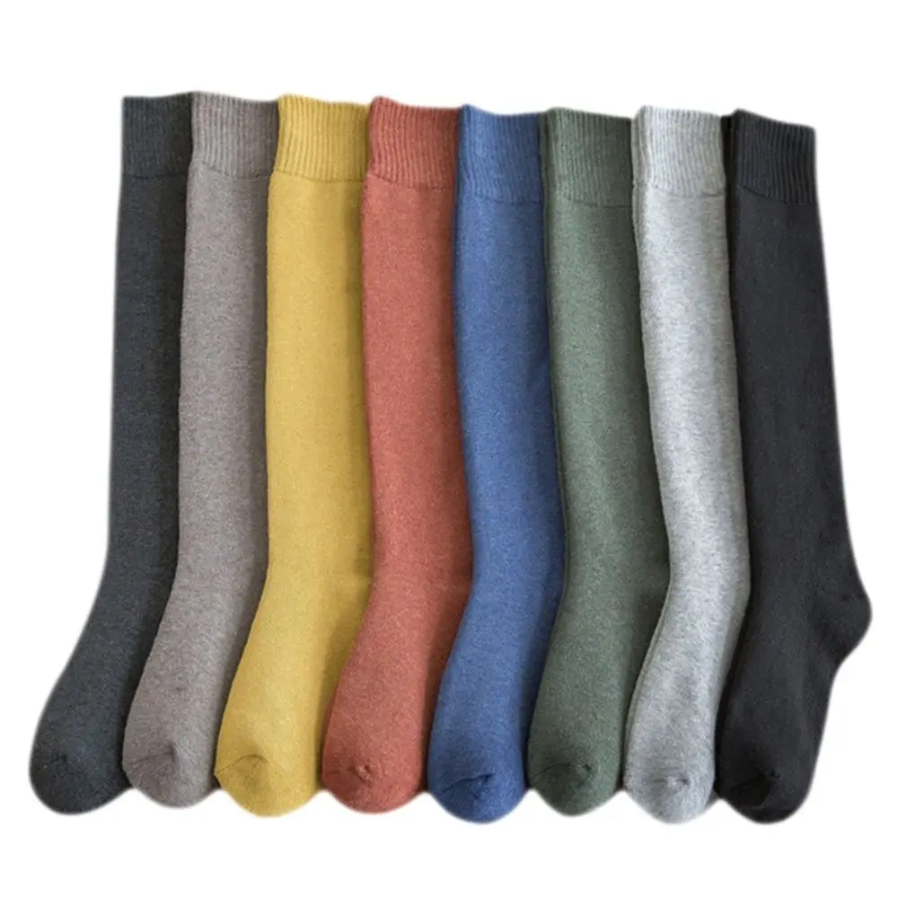 Cotton Winter Compression Stocking Knee High Thicken Warm Long Leg Terry Socks Breathable Solid Color Thermal Calf Socks