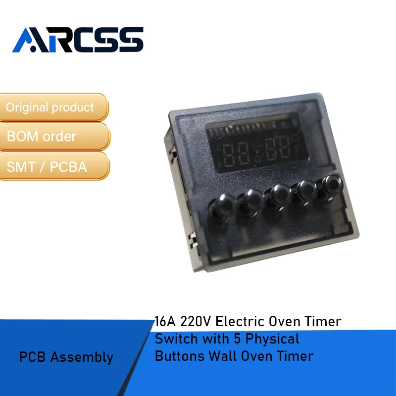 مفتاح مؤقت فرن كهربائي 16 أمبير 220 فولت مع 5 أزرار مادية ومؤقت فرن الحائط