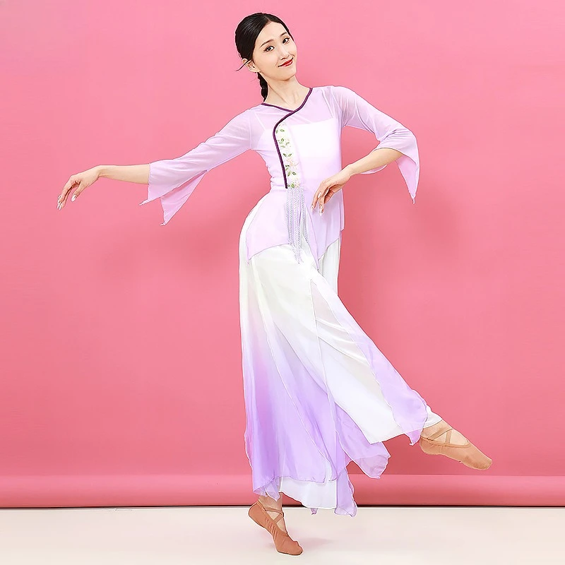 ยูร์กี่เปาเสื้อผ้าฝึกซ้อมหรูหราสไตล์จีนเต้นรำคลาสสิกร่างกายจังหวะเส้นด้ายเสื้อผ้าเครื่องแต่งกายชุดสูทสำหรับสตรี