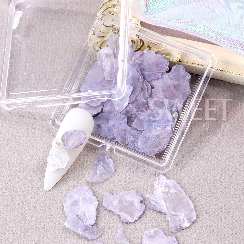 1 ボックスオーロラシェルフレークアワビ爪チャーム白不規則なスライスシェルネイルアート用品フレークマニキュアスパークル装飾