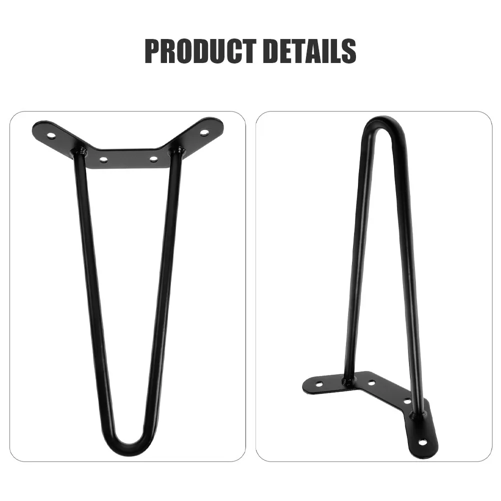 2pcs Furniture Replacement Hairpin Metal Table Wear-Resistant Easy Install Durable Coffee Table Legs For Home Office Use Strong