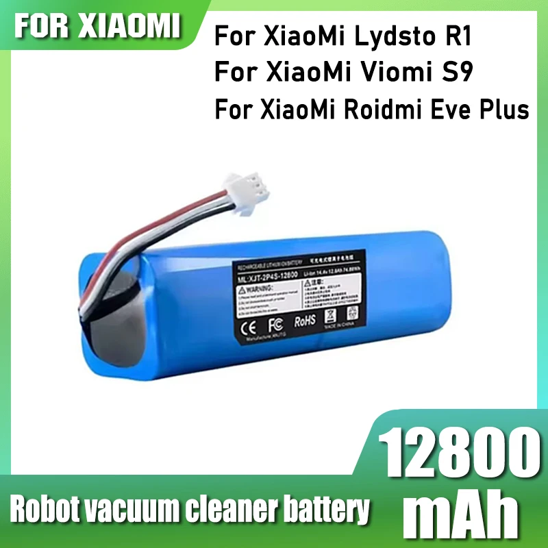 14.4V 12800mAh, for Xiaomi Lydsto R1 Pro HD-STYTJ-W03 S1 YM-S1-W03 G2 robot vacuum cleaner battery replacement, quality battery