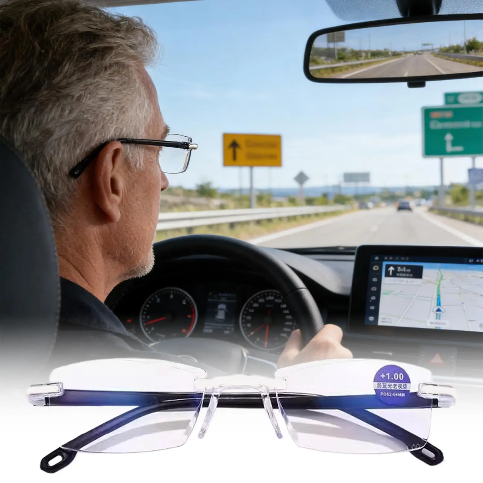 Clarity Blue Glasses Clear Anti-Glare Eyewear Clarity Blue Glasses Auto Focus for Daily Use Computer Work Reading Books Night