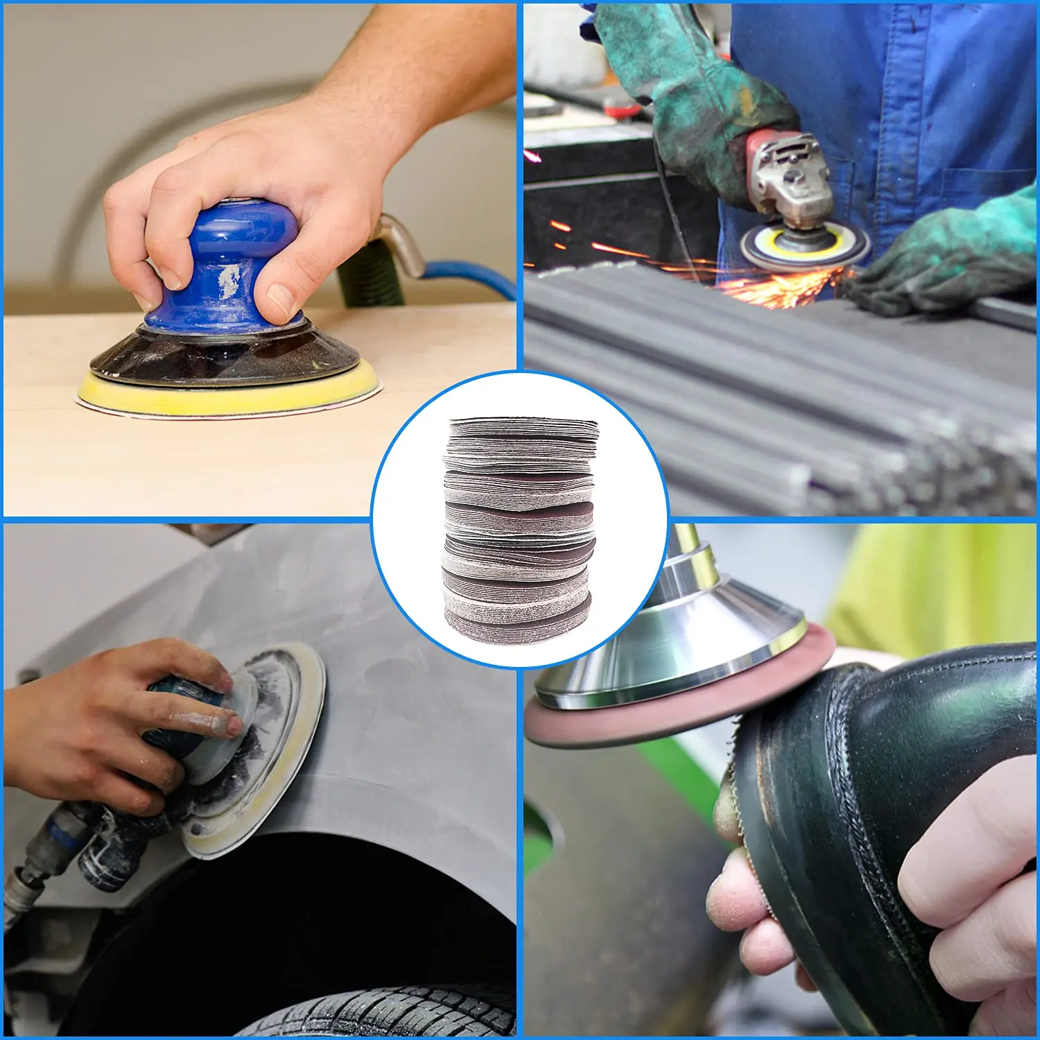120 Pcs 4 Inch Hook and Loop Sandpaper Sanding Discs for Orbit Orbital Sander and Most Rotary Surface Grinding Fine Polishing