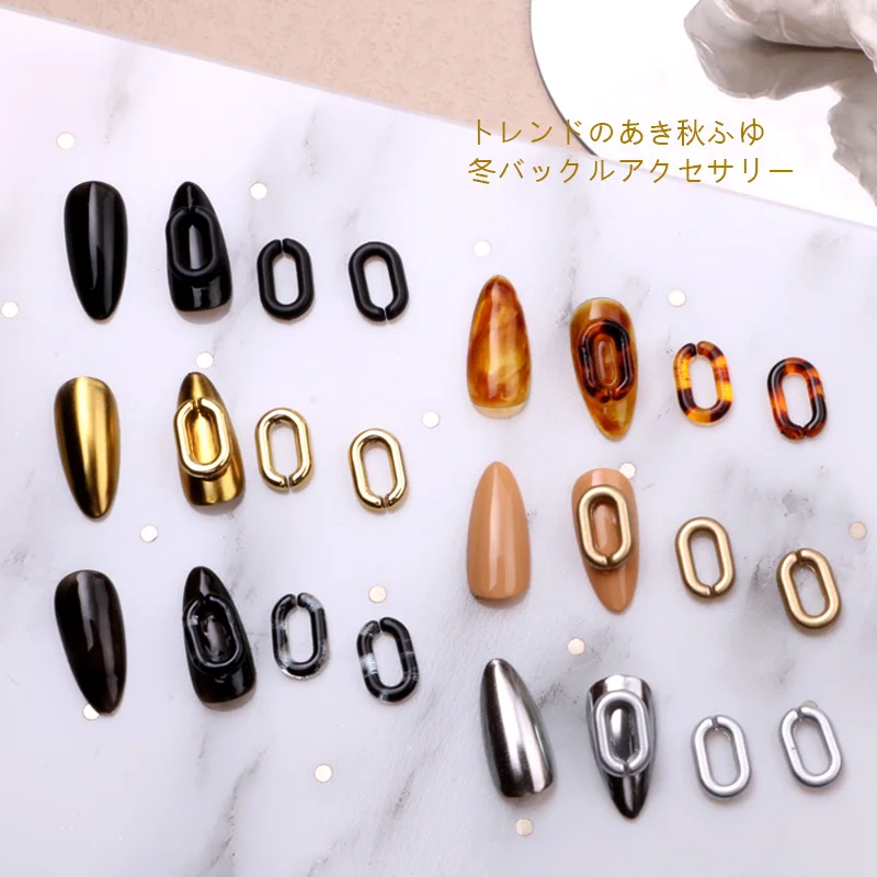 

TSZS 5bags/Lot Retro 3D Amber Oval Nail Art Charms Black Gold Silver Autumn Winter Series Amber Nail Art Decorations