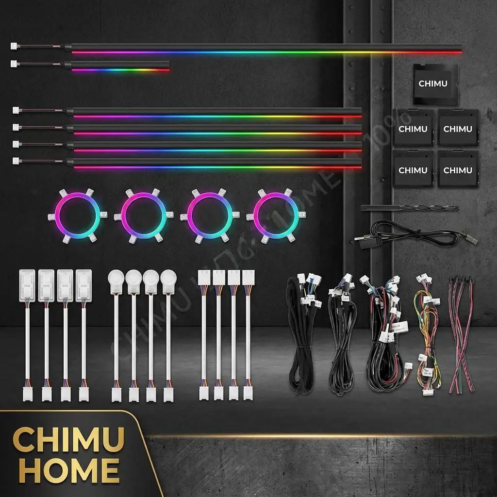 【CHIMU HOME】 22 in 1 Universal C2 Colorful Dynamic Car Ambient Lighting Interior LED Speaker Ring Light Strip APP Control