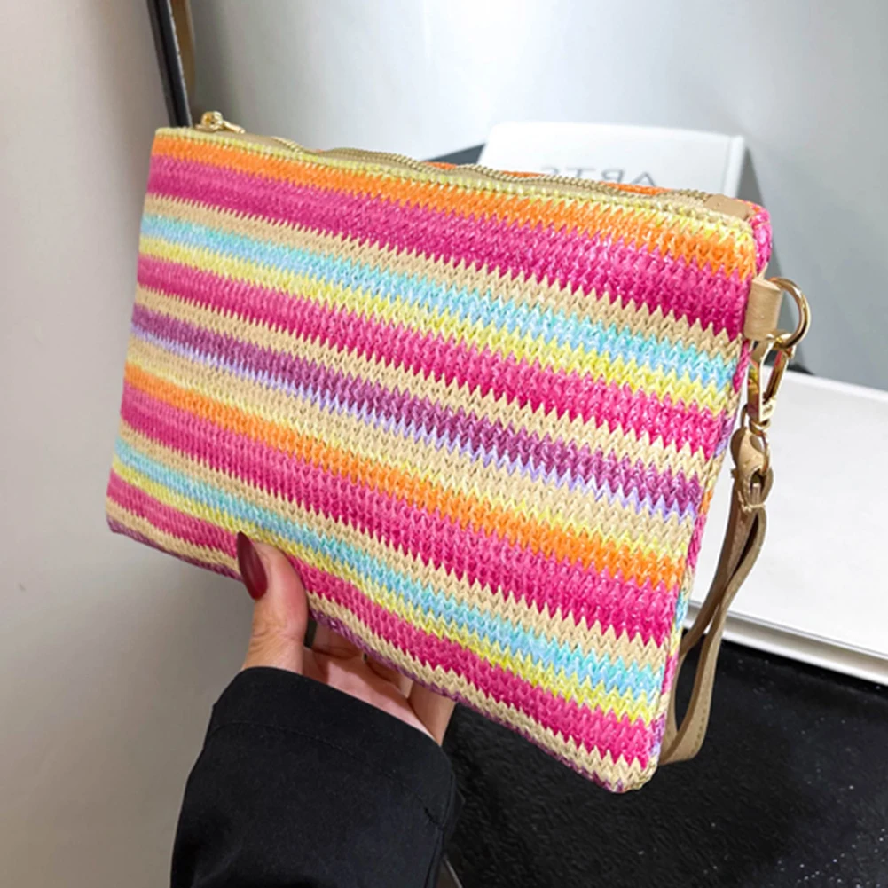 Women Envelope Bag Colourful Hand-woven Beach Clutch Bag Vintage for Shopping