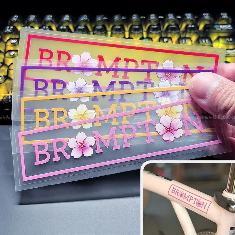 2PCS/SET Cherry Blossom Folding Bike Frame Stickers Waterproof Self-Adhesive Vinyl Decals for Bicycle Decor
