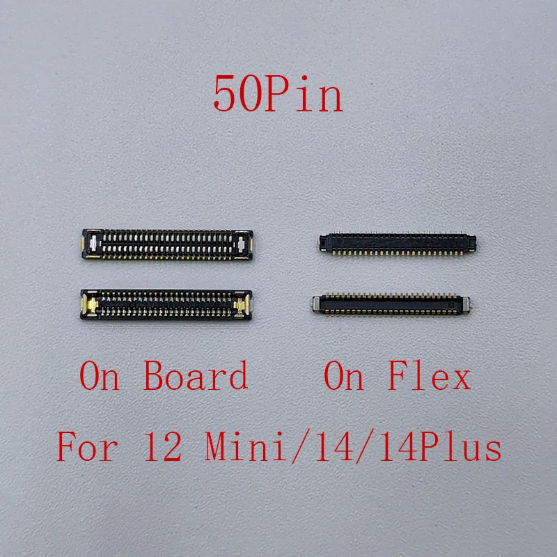 5-10Pcs 50Pin LCD Display Screen FPC Connector On Flex For iPhone 12 Mini/14 Plus 14Plus 12Mini Touch Screen Plug On Board