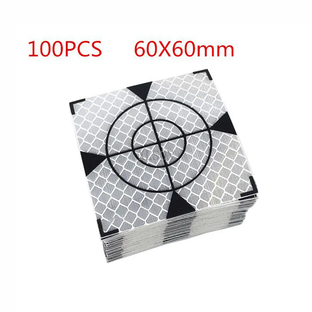 100PCS WHITE FLUORESCENT SHEET TOTAL STATION PARTS REFLECTIVE STICKER 60/50/40/30/20MM TAPE TARGET SURVEYING