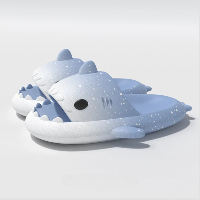 Cute Cartoon Shark Slippers For Women Men Gradient Color Summer Platform Shoes Night Glowing Style Couples Home Street Slides