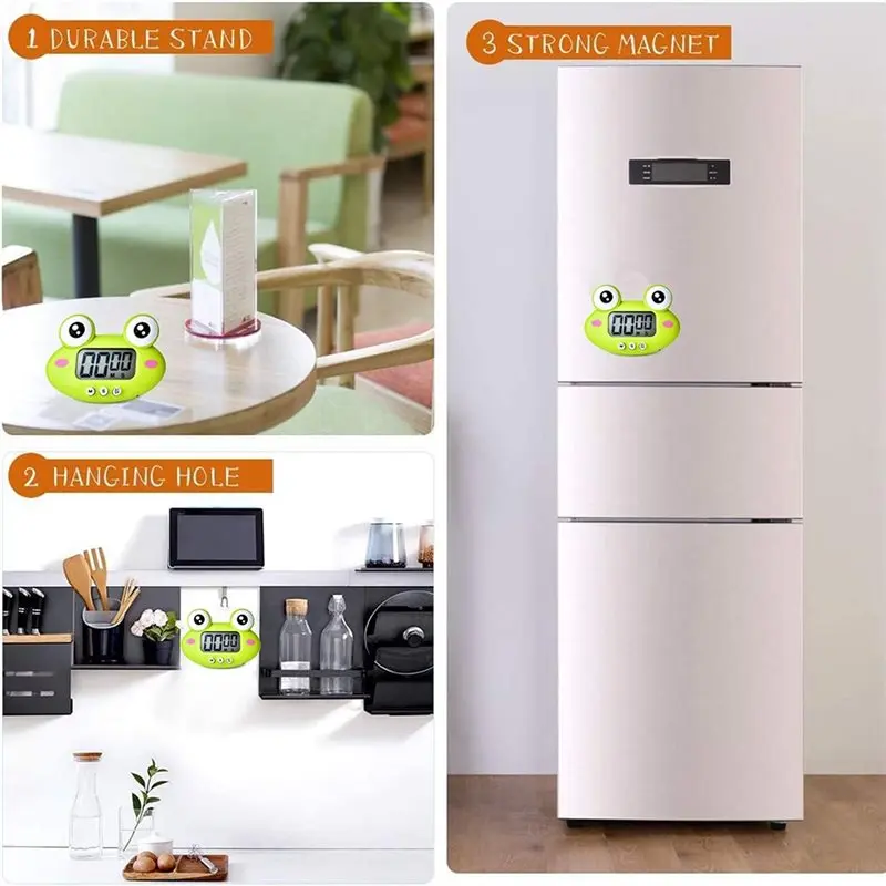 【ELECTRONIC-ACCESSORIES】Cute Cartoon Animal Digital Kitchen Timer Countdown Timer LCD Display Magnetic Large-Screen Visual Clock