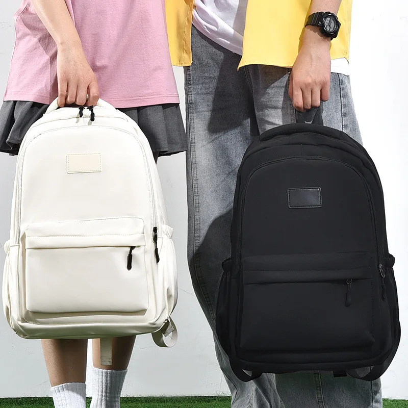 Good Quality Solid Color Backpack Men's Casual Large Capacity Casual Travel Backpack Female High School College Student