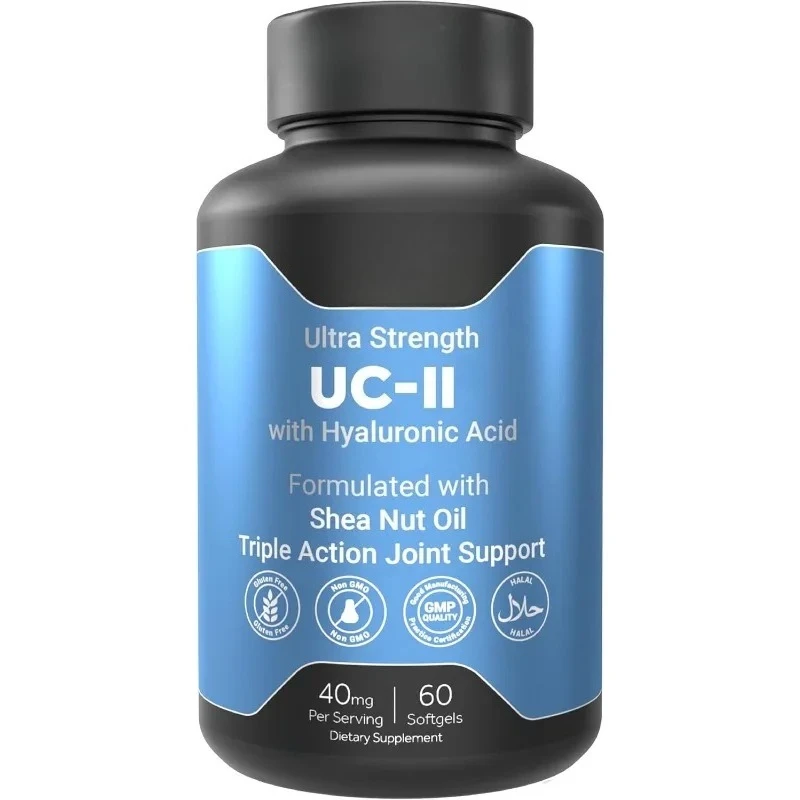 UC-II 40 mg, mit Hyaluronsäure und Sheabutter Typ II Kollagen, Unterstützung der Gelenksgesundheit | 60 Weichkapseln