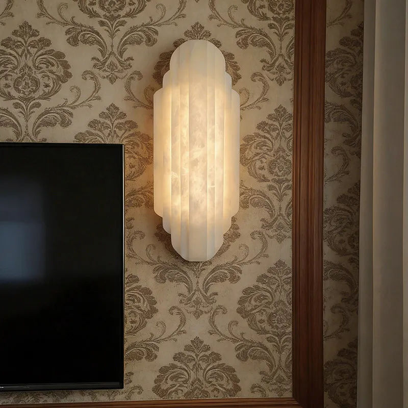 Modern Alabaster Wall Sconce Natural Marble LED Wall Lamp for Bedroom Living Room Corridor Home Decor Lighting Fixture
