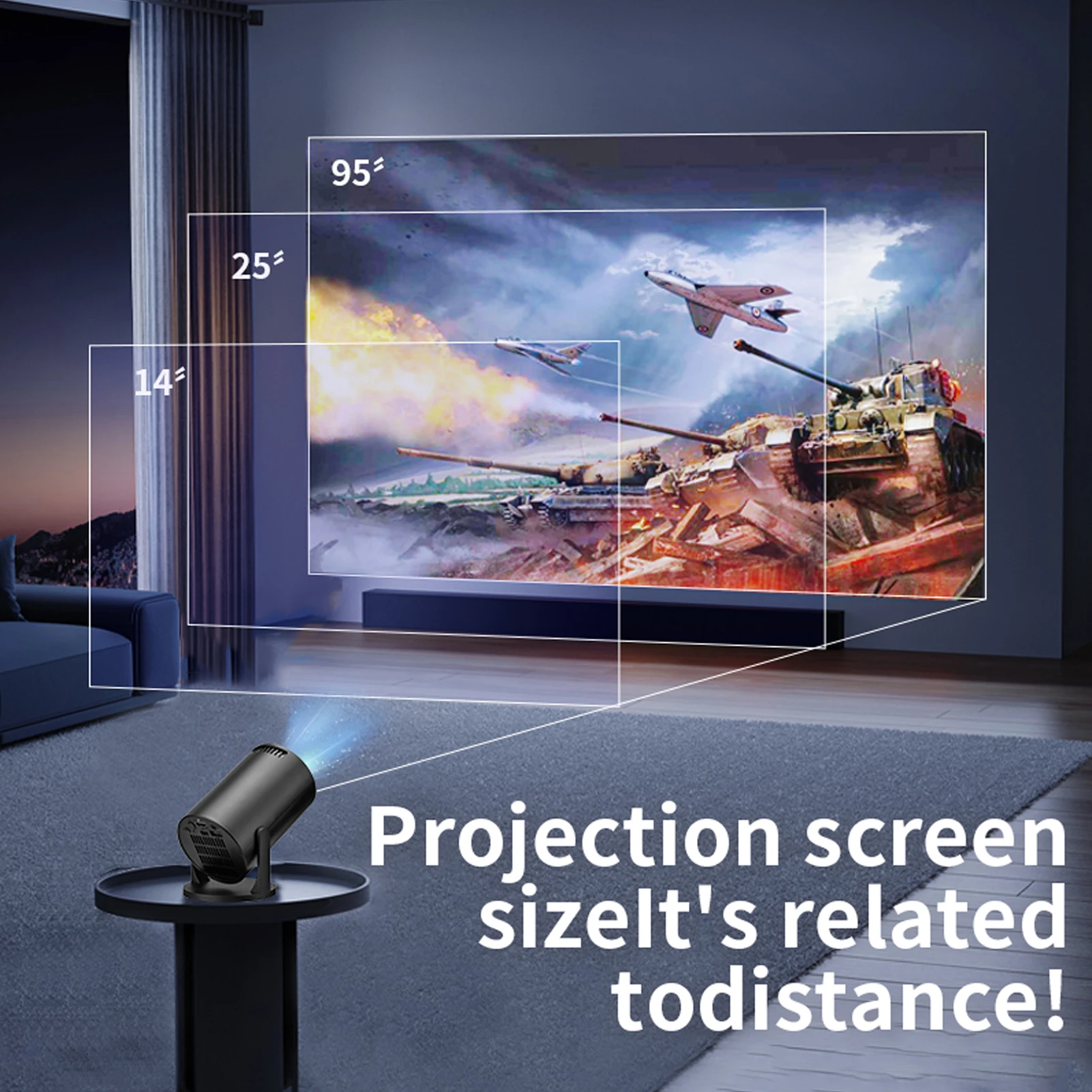 جهاز عرض فيديو محمول مزود بتقنية البلوتوث لاسلكيًا ودقة USB TV Sticks 8000lm سطوع أسود لأجهزة الكمبيوتر المحمول والكمبيوتر الذكي