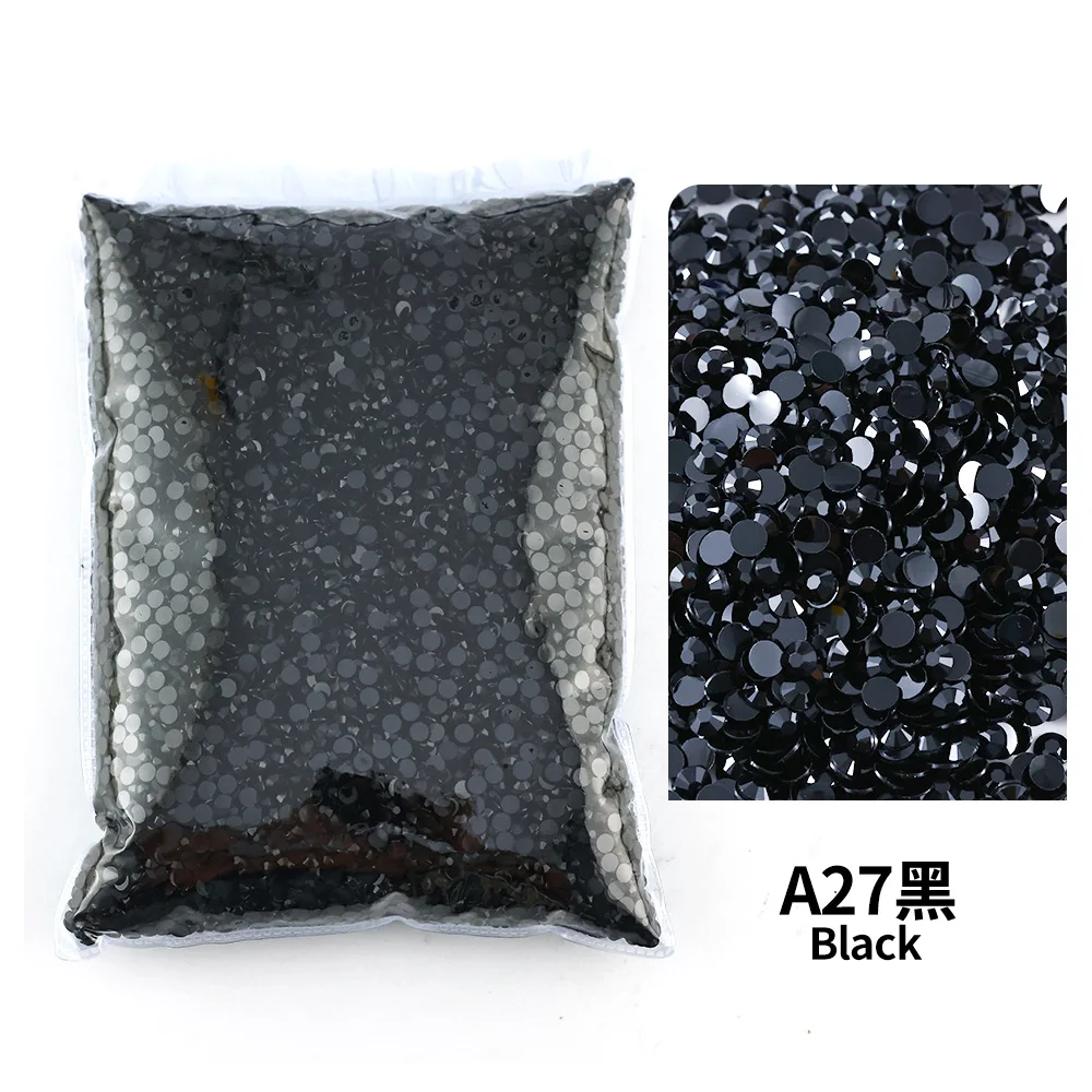 2mm 3mm 4mm 5mm 6mm schwarze Harzrhinesteine mit flacher Rückseite, geeignet für DIY-Handyhüllen, Basteln, Kunst, Bücher, Schuhe, Kostüme, Make-up. – Detail 1