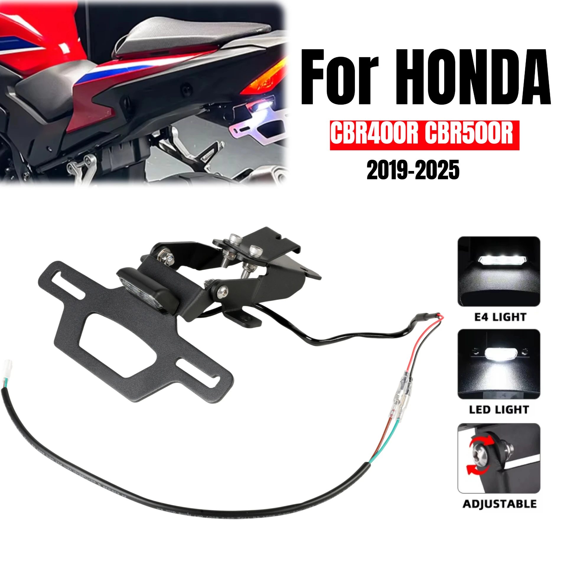 support-de-plaque-d'immatriculation-led-pour-honda-cbr400r-cbr500r-2019-2025-cb500f-cb500-hornet-500-–-support-de-fixation-pour-eliminateur-de-garde-boue-arriere
