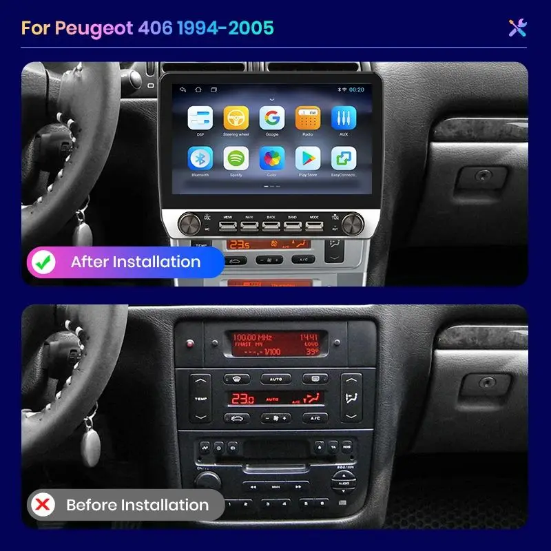 For Peugeot 406 1994-2005 Wireless CarPlay for Apple Android Auto Car Radio GPS IPS RDS FM WiFi BT 4G 8Core Multimedia Stereo