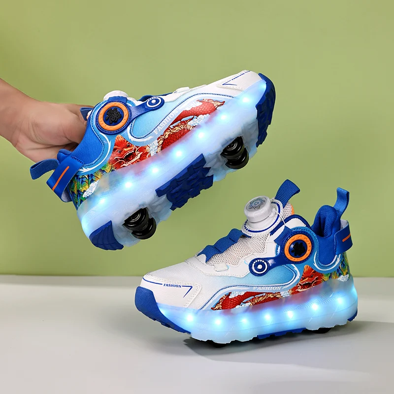 

Boys & Girls' Heelys: Winter Fall New Warm Invisible 4-Wheel Retractable Kids' Roller Shoes