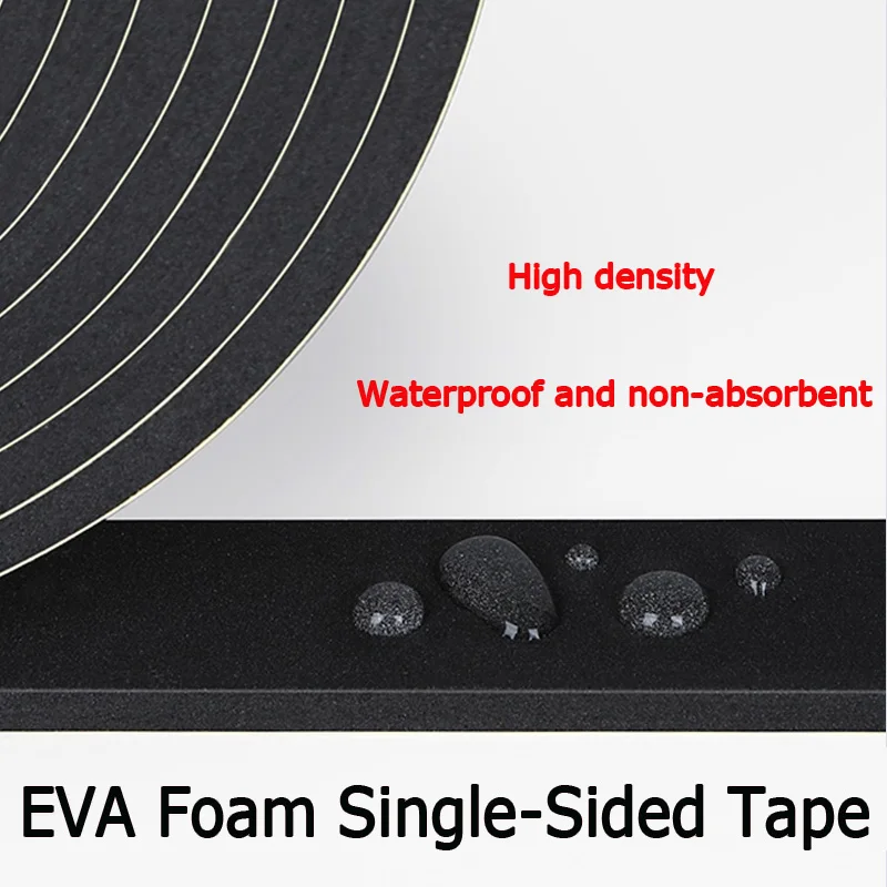 شريط سميك من إسفنج EVA أسود من جانب واحد للأبواب والنوافذ، عازل للصوت، ختم مقاوم للغبار، صدمة ميكانيكية وتأثير #4