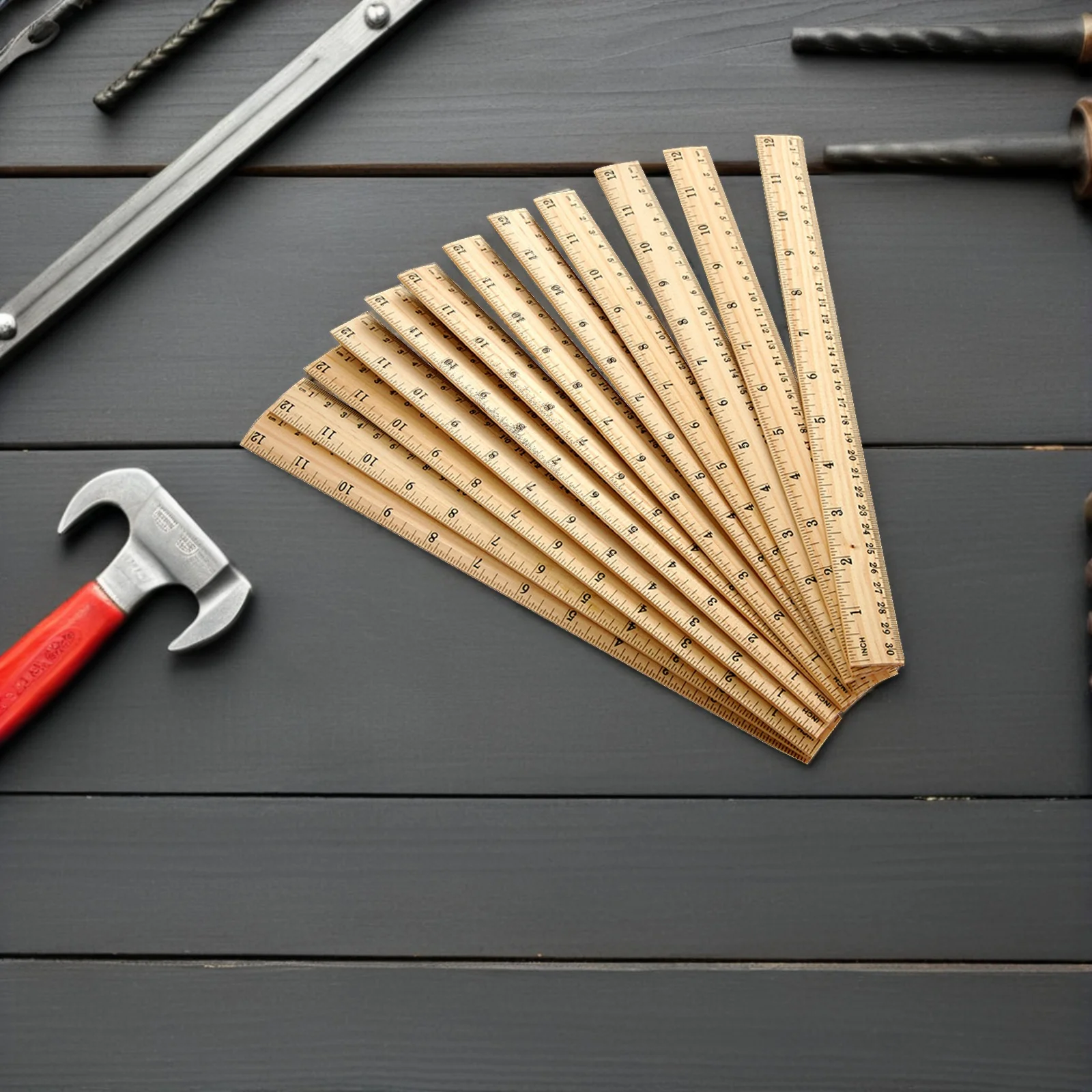 30Pcs Wooden Measuring Rulers Double Scale Precision Straight Rulers for School Home Office Classroom Use 30Cm