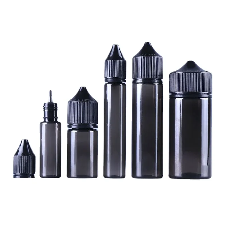 5Pcs 10ml/15ml/30ml/60ml/100ml/120ml Black Plastic Empty Dropper Bottles E Liquid Drop Bottle Long Tip Cap Vape Oil Containers