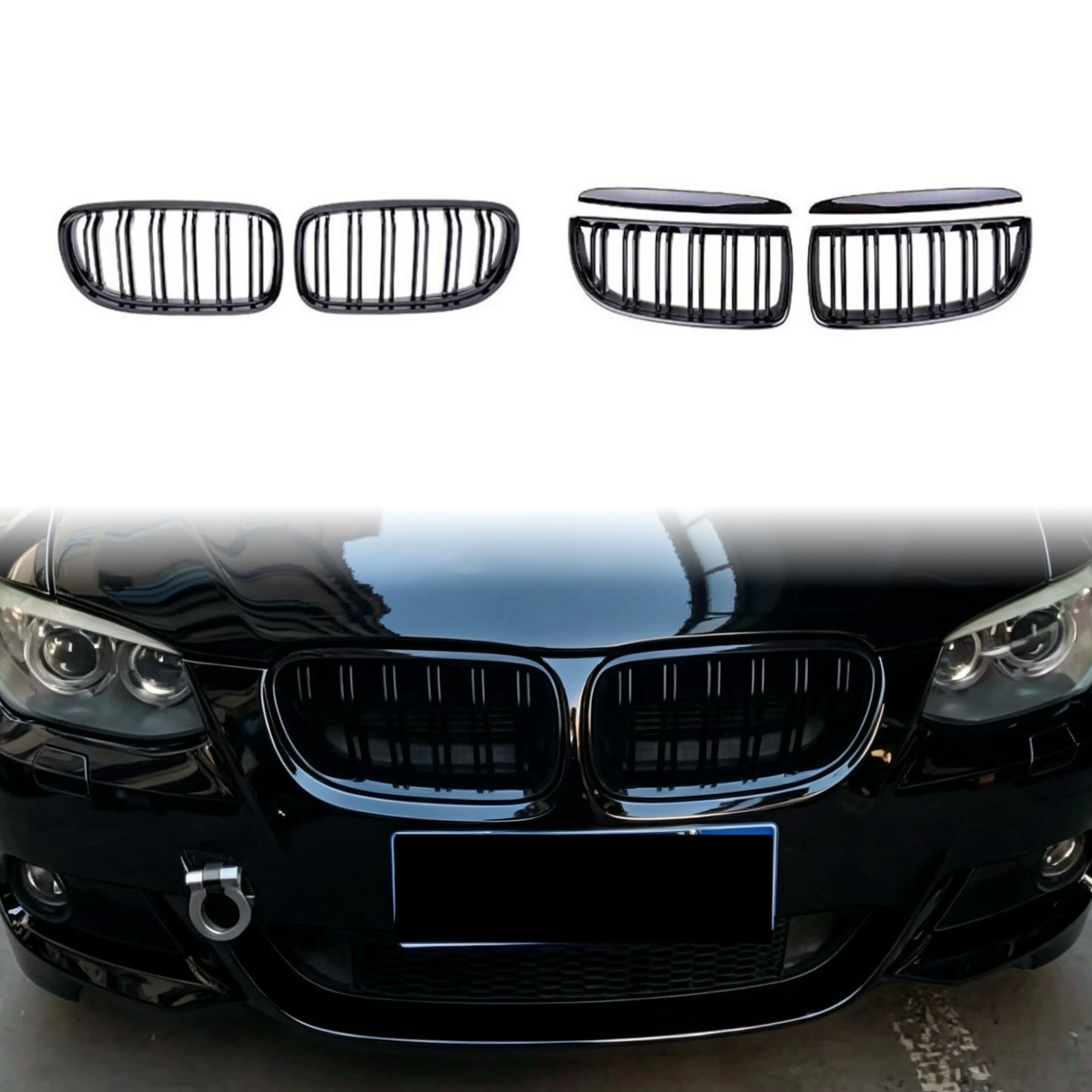 Sport Mittelgitter Frontmaske Kühlergrill ABS Tuning für BMW E90 E91 3er Serie 2005-2012 325i 330i 335i XDrive Niere