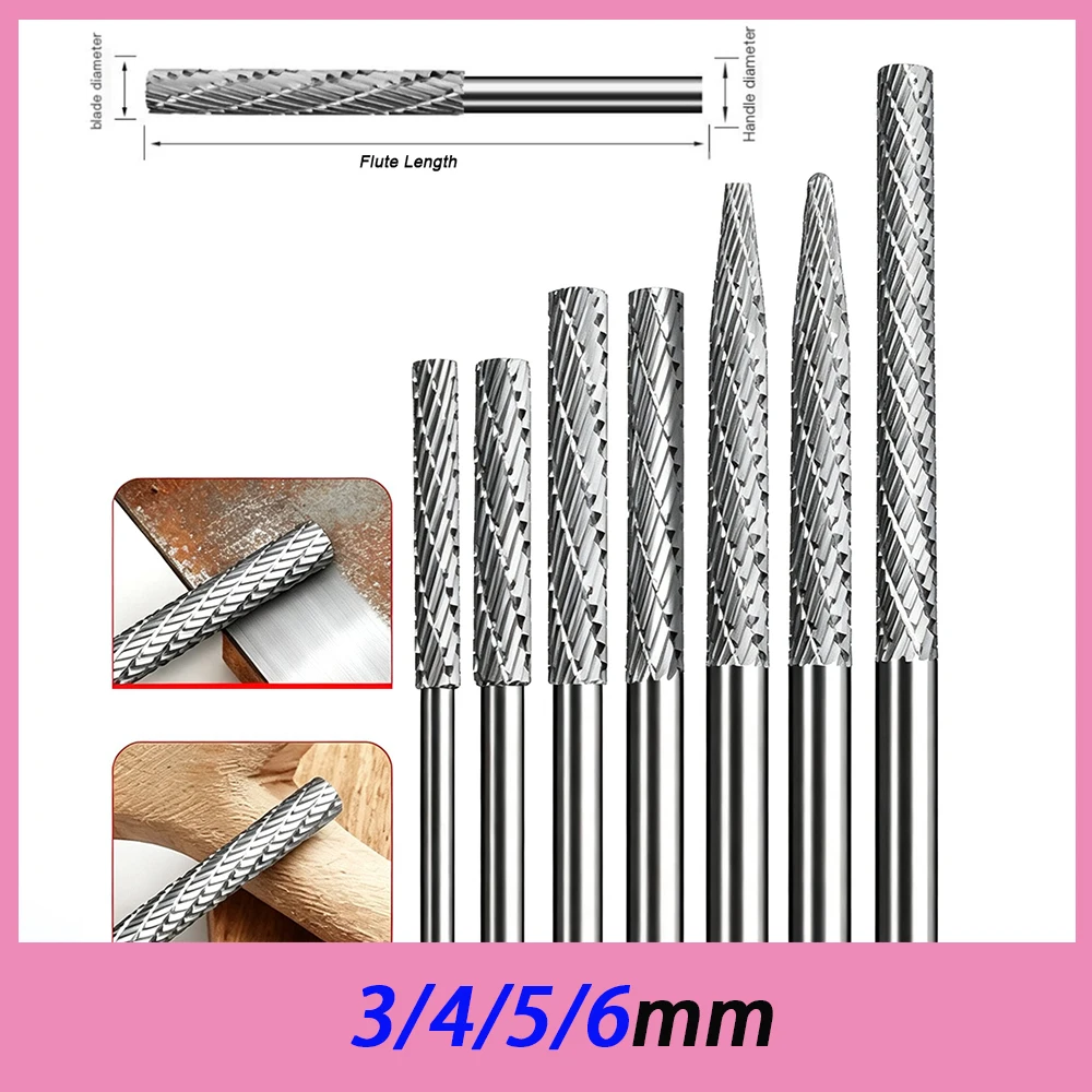 1pcs Carbide Rotary File 3/4/5/6mm Shank Milling Cutter For Copper/Aluminum/Wood Fast Cutting & Polishing Power Rotary Tool