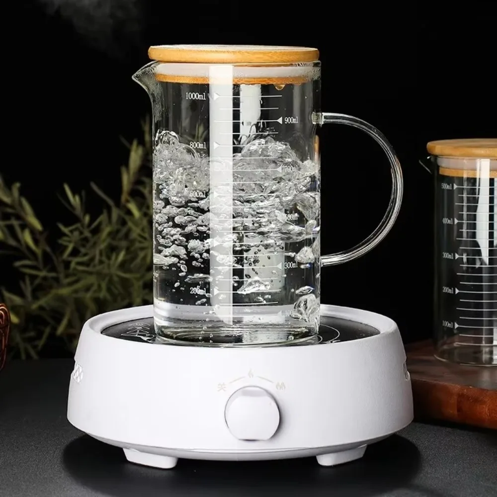 

Glass Measuring Cups 250-1000ml Wooden Lid Kitchen Measuring Mug Microwave Safe with Scale Measuring Cup Beverage Preparation