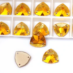 Trilliant flat back glass crystals Sewing Sunshine Gold beads clothes rhinestones for knitting Wedding Dress Garment fabri