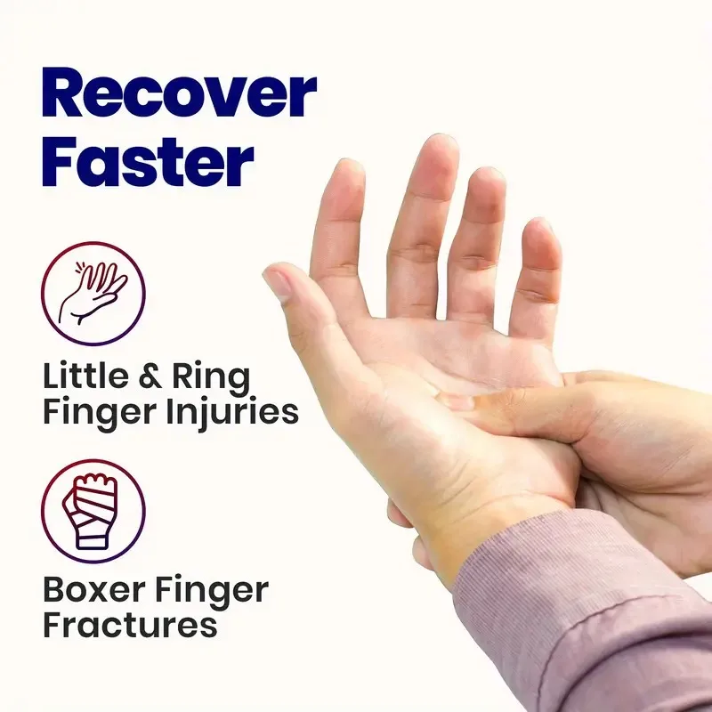 1PC Boxer Finger Splint - Supports Pinky, Ring, Middle Metacarpals And Knuckles - Right Or Left Adjustable Hand Brace