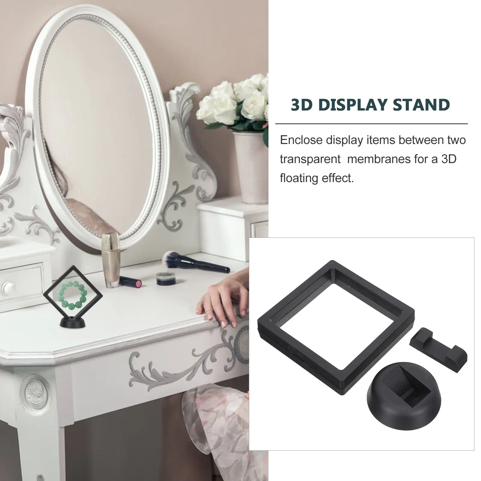 24 Pcs Display Box Floating Stand 3D Case for Rings Bracelets Coins PE Film Display Stand Trays Storage